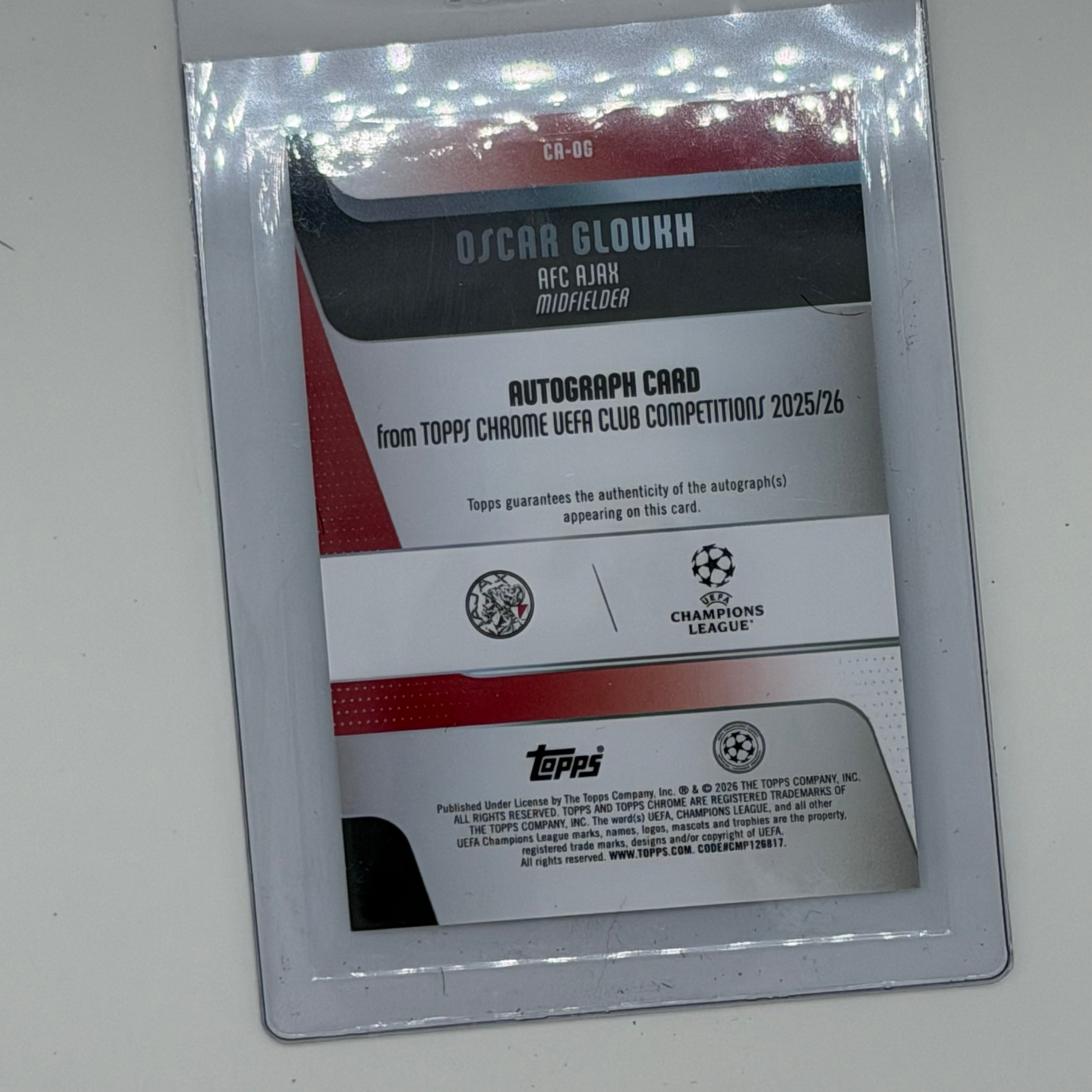 Oscar Gloukh AFC Ajax UEFA Soccer Topps 2025 Chrome UEFA Auto /199