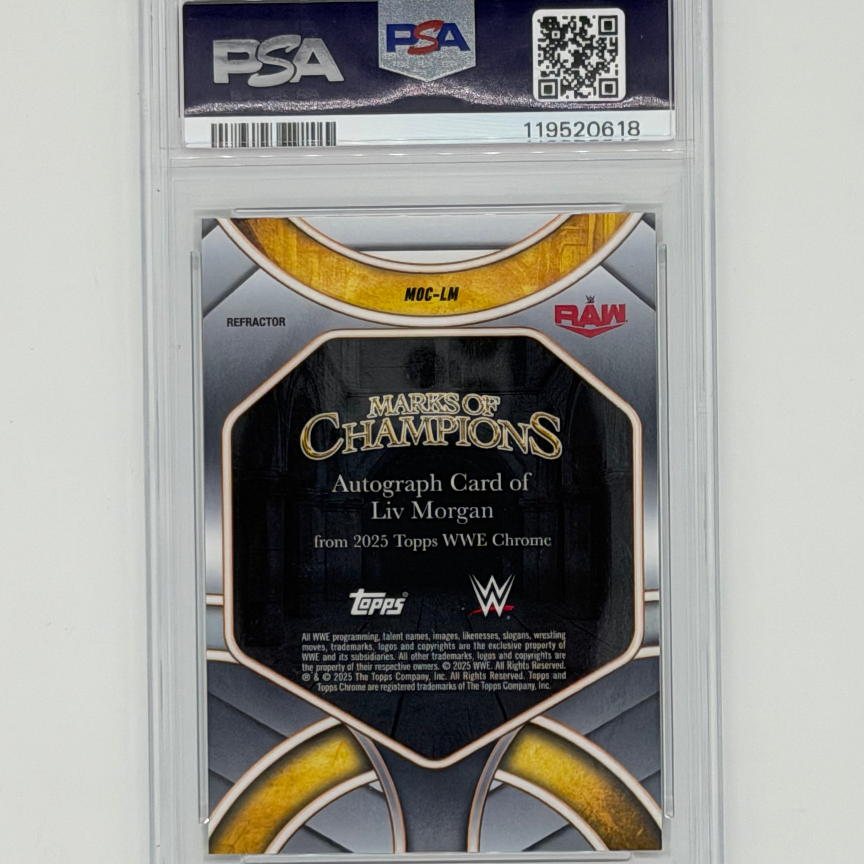 Liv Morgan Wrestling Topps 2025 Chrome Marks of Champions WWE Auto /175 PSA 10
