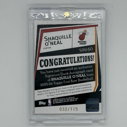 Shaquille O'Neal Miami Heat NBA Basketball Topps First Row 2005-06 Auto /115