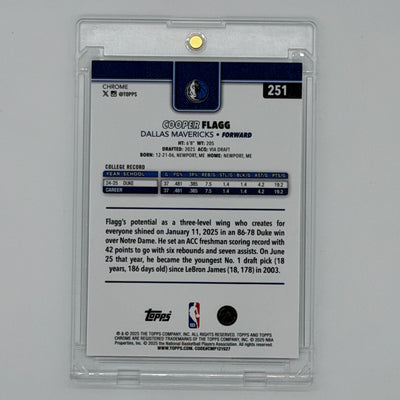 Cooper Flagg Dallas Mavericks NBA Basketball Topps 2025 Chrome Refractor #251
