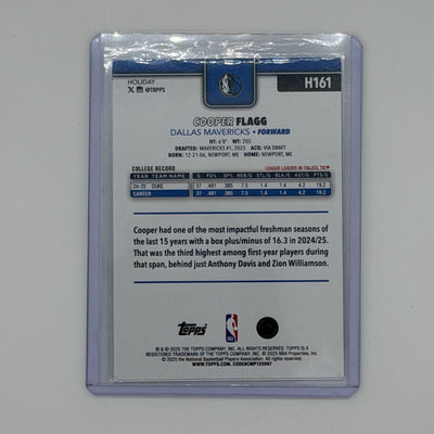 Cooper Flagg Dallas Mavericks NBA Basketball Topps 2025 Holiday