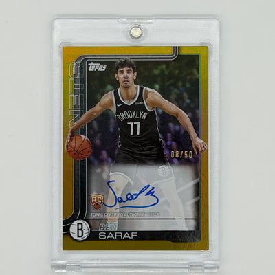 Ben Saraf Brooklyn Nets NBA Basketball Topps 2025 Flagship Auto /50