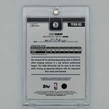 Ben Saraf Brooklyn Nets NBA Basketball Topps 2025 Flagship Auto /50
