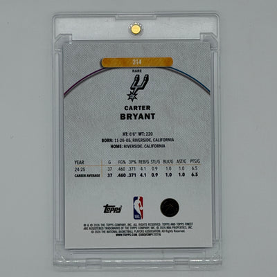 Carter Bryant San Antonio Spurs NBA Basketball Topps 2026 Finest /99