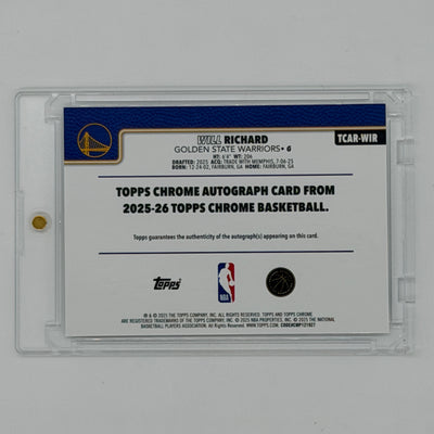 Will Richard Golden State Warriors NBA Basketball Topps 2025 Chrome Auto