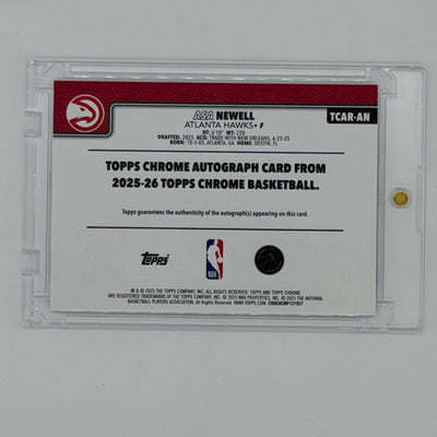 Asa Newell Atlanta Hawks NBA Basketball Topps 2025 Chrome Auto