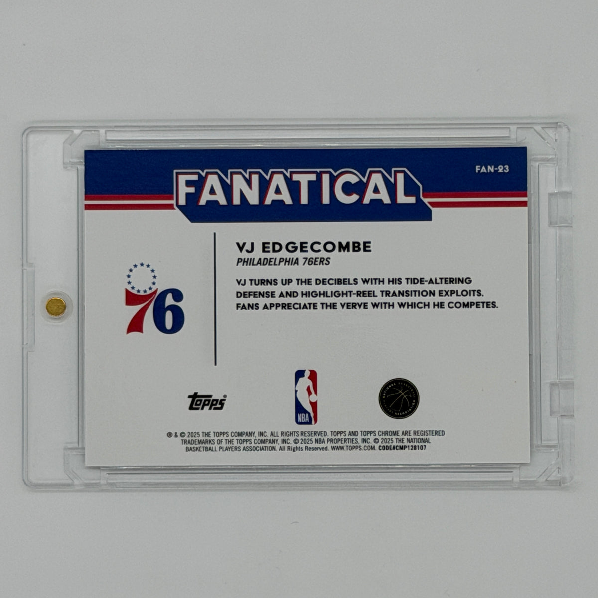 VJ Edgecombe Philadelphia 76ers NBA Basketball Topps 2025 Chrome Fanatical