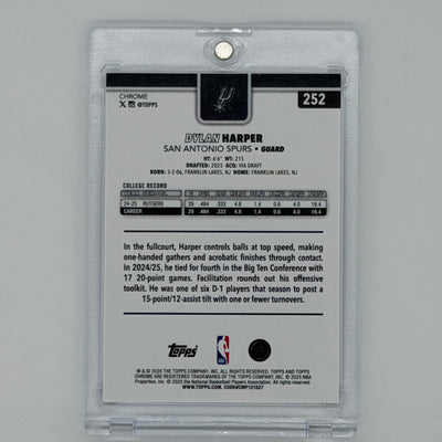Dylan Harper San Antonio Spurs NBA Basketball Topps 2025 Chrome RC Checkerboard