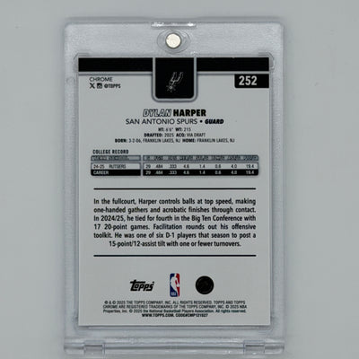 Dylan Harper San Antonio Spurs NBA Basketball Topps 2025 Chrome RC Red White