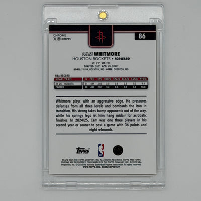 Cam Whitmore Houston Rockets NBA Basketball Topps 2025 Chrome /50