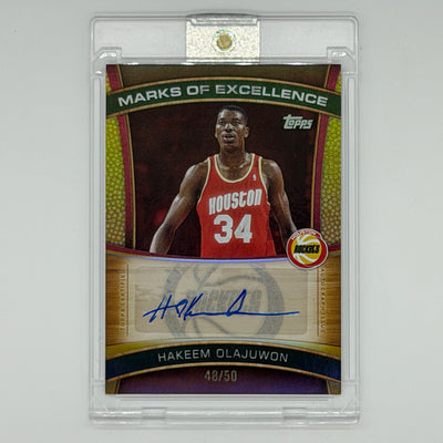 Hakeem Olajuwon Houston Rockets NBA Basketball Topps 2025 Marks of Excellence Auto /50