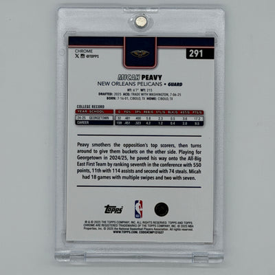 Micah Peavy New Orleans Pelicans NBA Basketball Topps 2025 Chrome RC /5