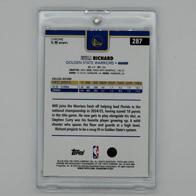 Will Richard Golden State Warriors NBA Basketball Topps 2025 Chrome RC /50