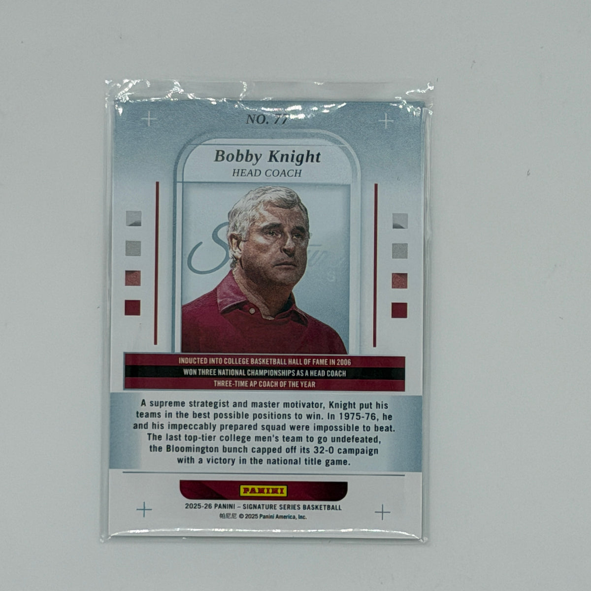 Bobby Knight Coach Basketball Panini 2025 Signature Series /49