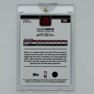 Alijah Martin Toronto Raptors NBA Basketball Topps 2025 Chrome RC /99