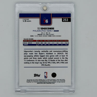 VJ Edgecombe Philadelphia 76ers NBA Basketball Topps 2025 Chrome Refractor