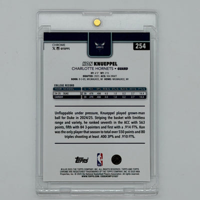 Kon Knueppel Charlotte Hornets NBA Basketball Topps 2025 Chrome Refractor
