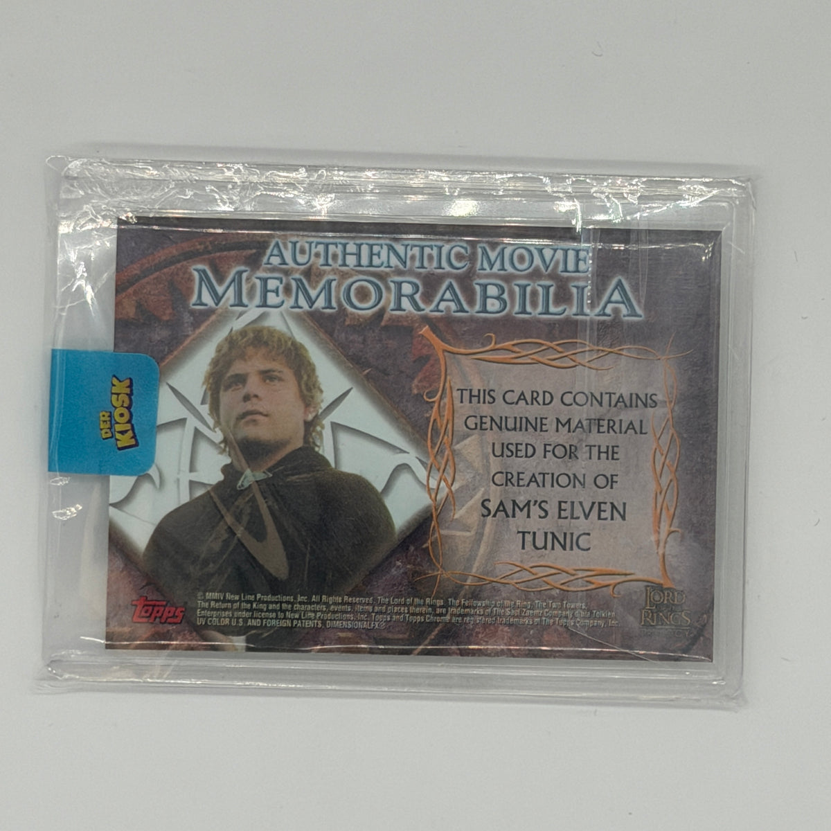 Samwise Gamgee Lord of the Rings Trilogy Topps 2003 Memorabilia