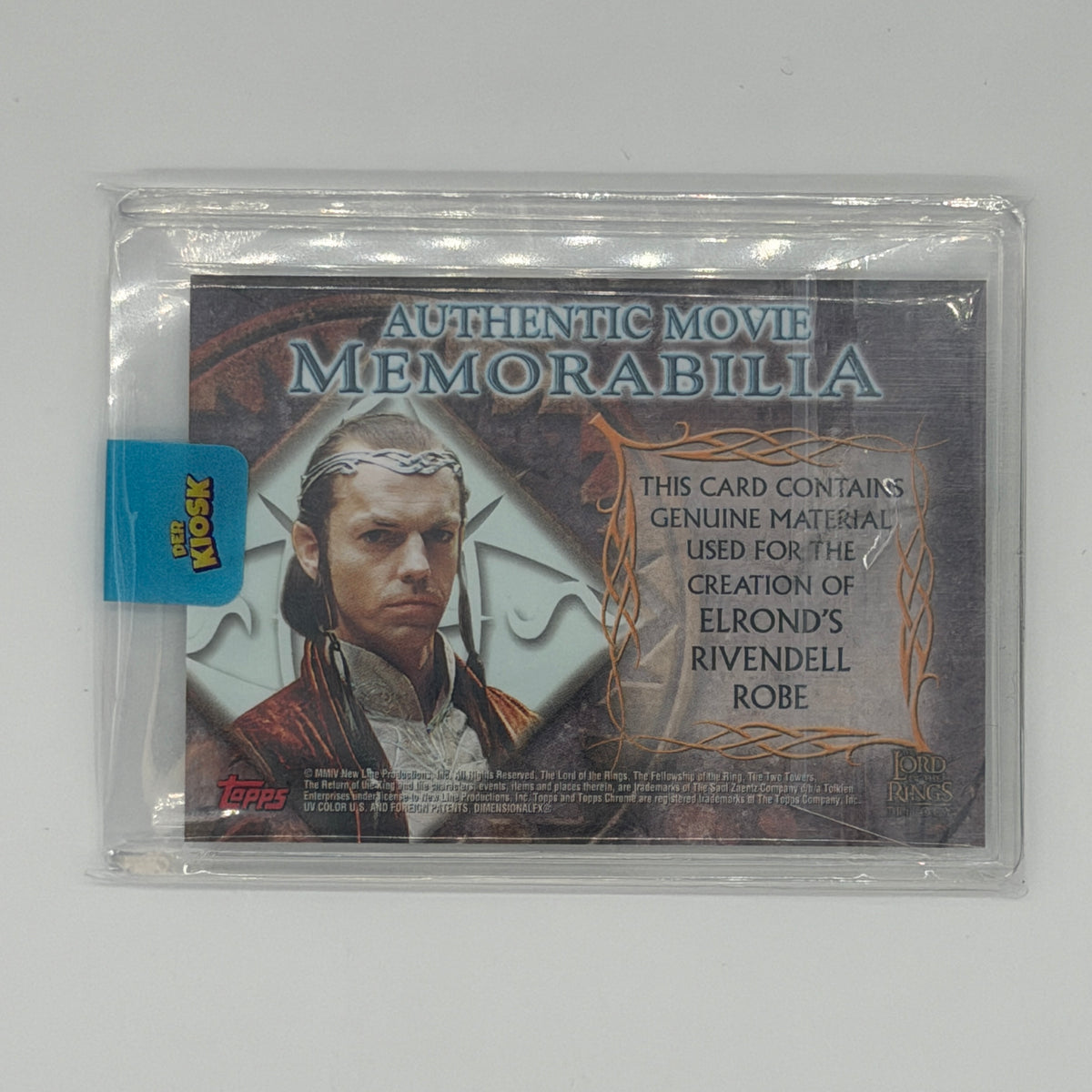 Elrond Lord of the Rings Trilogy Topps 2003 Memorabilia