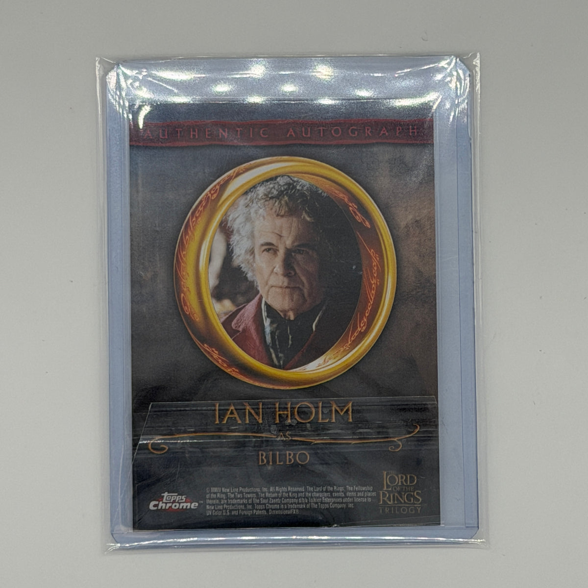 Ian Holm as Bilbo Lord of the Rings Topps 2004 Chrome Auto