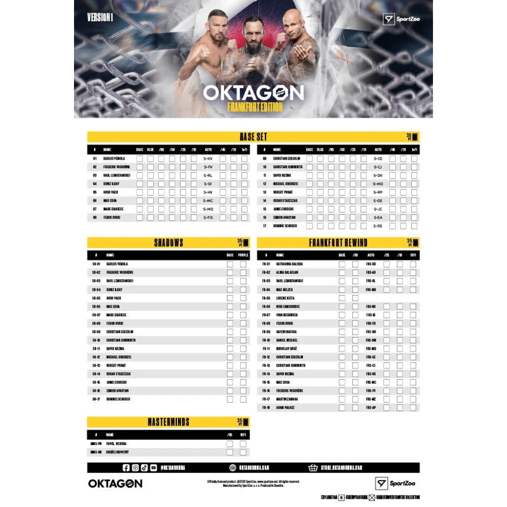 2026 SportZoo OKTAGON Sammelkarten Frankfurt-Edition