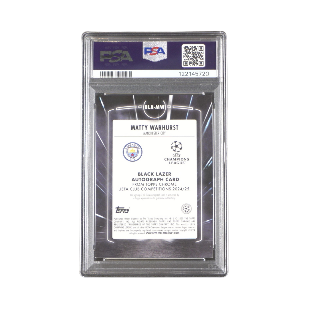 Matty Warhurst 2/5 PSA 9 Black Lazer Autograph - 2024-25 Topps Chrome® UCC (Graded Card)
