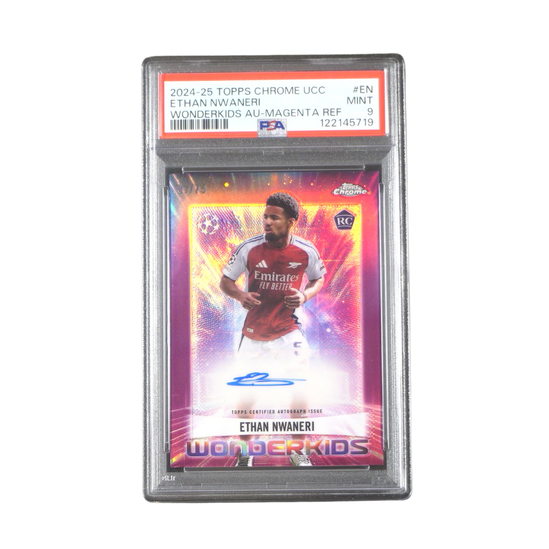 Ethan Nwaneri 07/75 PSA 9 Wonderkids Autograph - 2024-25 Topps Chrome® UCC (Graded Card)
