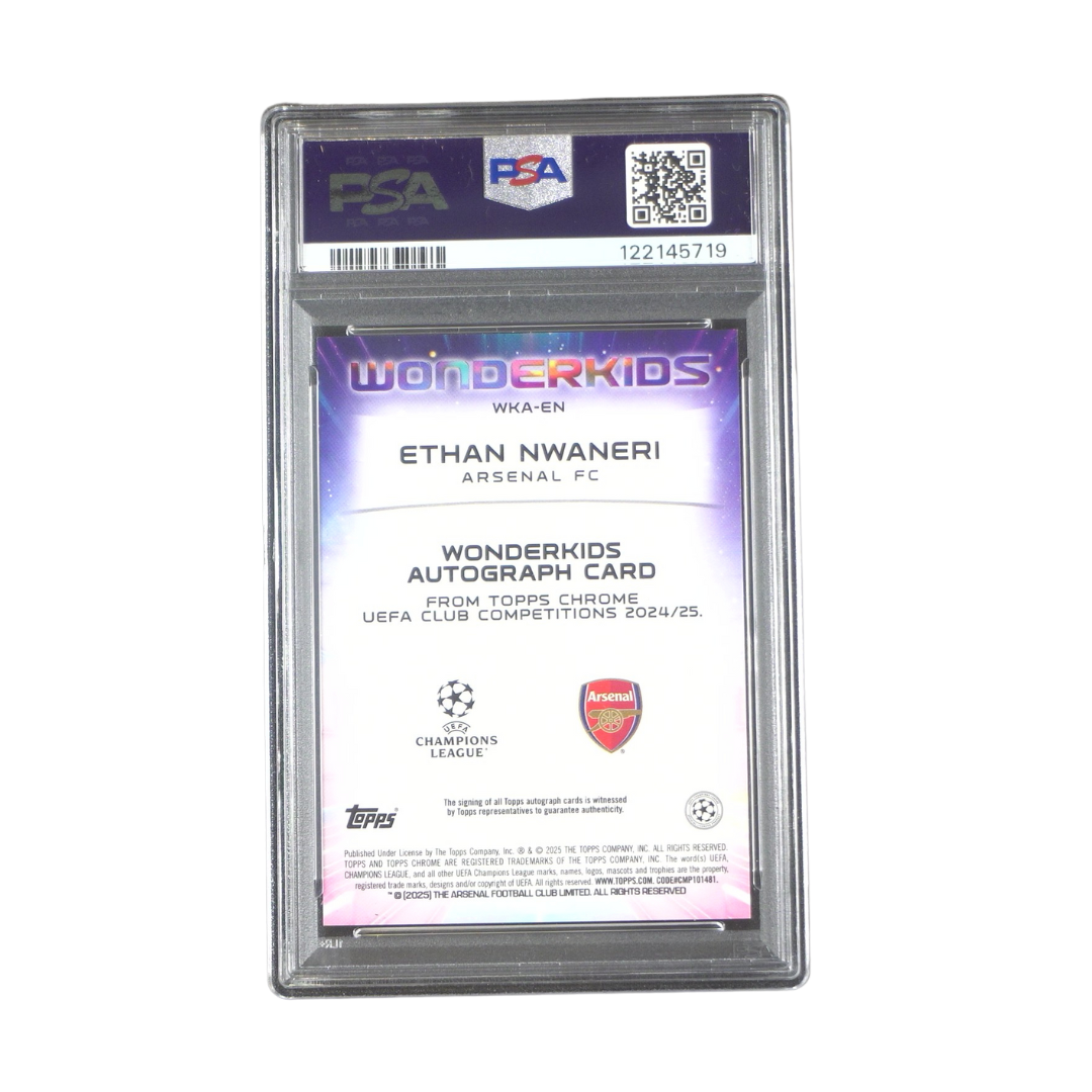 Ethan Nwaneri 07/75 PSA 9 Wonderkids Autograph - 2024-25 Topps Chrome® UCC (Graded Card)