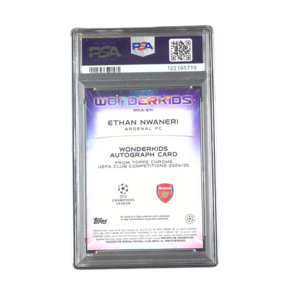 Ethan Nwaneri 07/75 PSA 9 Wonderkids Autograph - 2024-25 Topps Chrome® UCC (Graded Card)