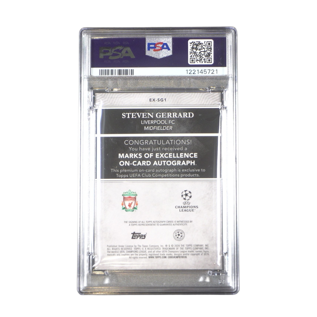Steven Gerrard 07/10 PSA 8 Marks of Excellence On Card Autograph - 2024-25 Topps Chrome® UCC (Graded Card)