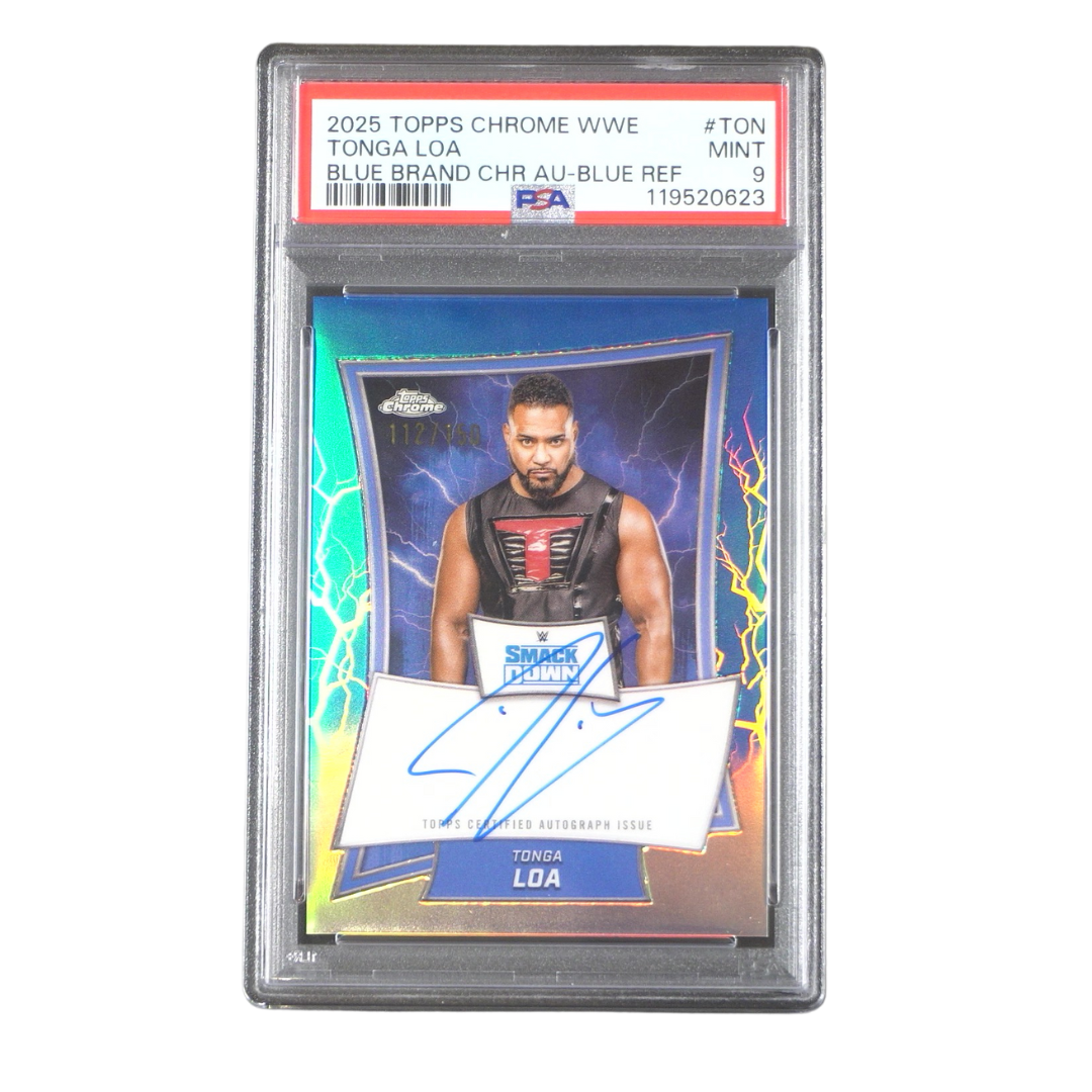Tonga Loa 112/150 PSA 9 On Card Autograph - 2025 Topps WWE Chrome® (Graded Card) Kommissionsware