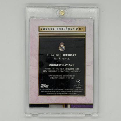 Clarence Seedorf Real Madrid UEFA CL Soccer Topps 2025 Deco Auto /50