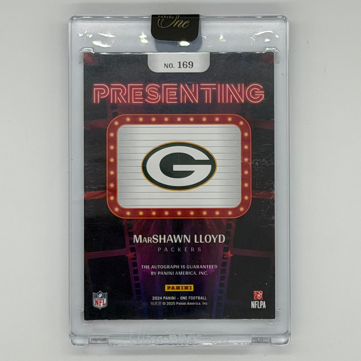 Marshawn Lloyd Green Bay Packers NFL Football Panini 2024 One Presenting Auto /25