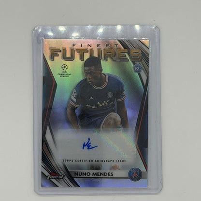 Nuno Mendes Paris SG CL Soccer Topps 2022 Finest Futures Auto /99
