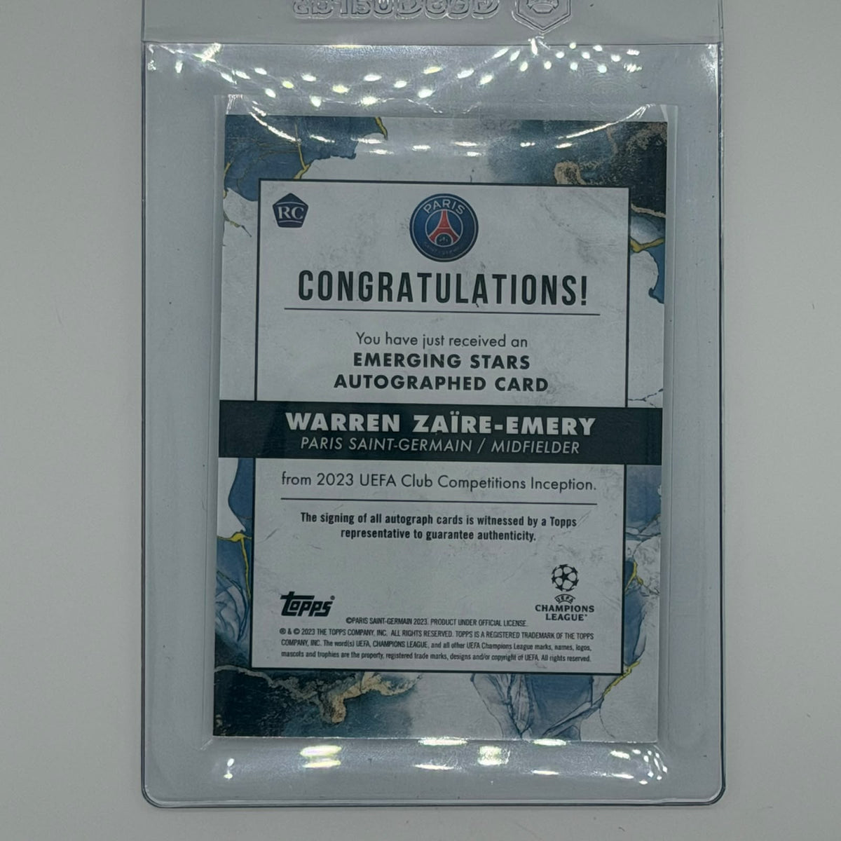 Warren Zaire-Emery Paris SG CL Soccer Topps 2023 Inception Auto /99