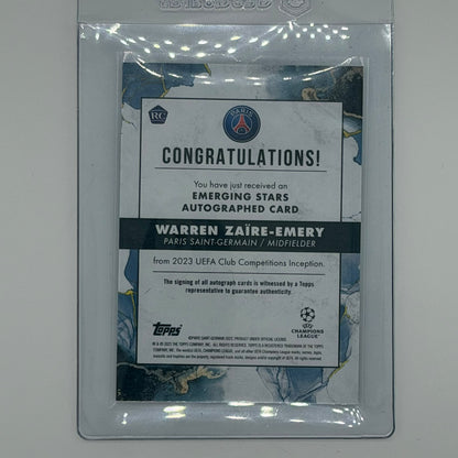 Warren Zaire-Emery Paris SG CL Soccer Topps 2023 Inception Auto /99