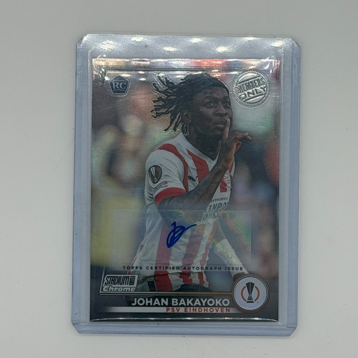Johan Bakayoko PSV Eindhoven UEL Soccer Topps 2023 Stadium Chrome Auto /100