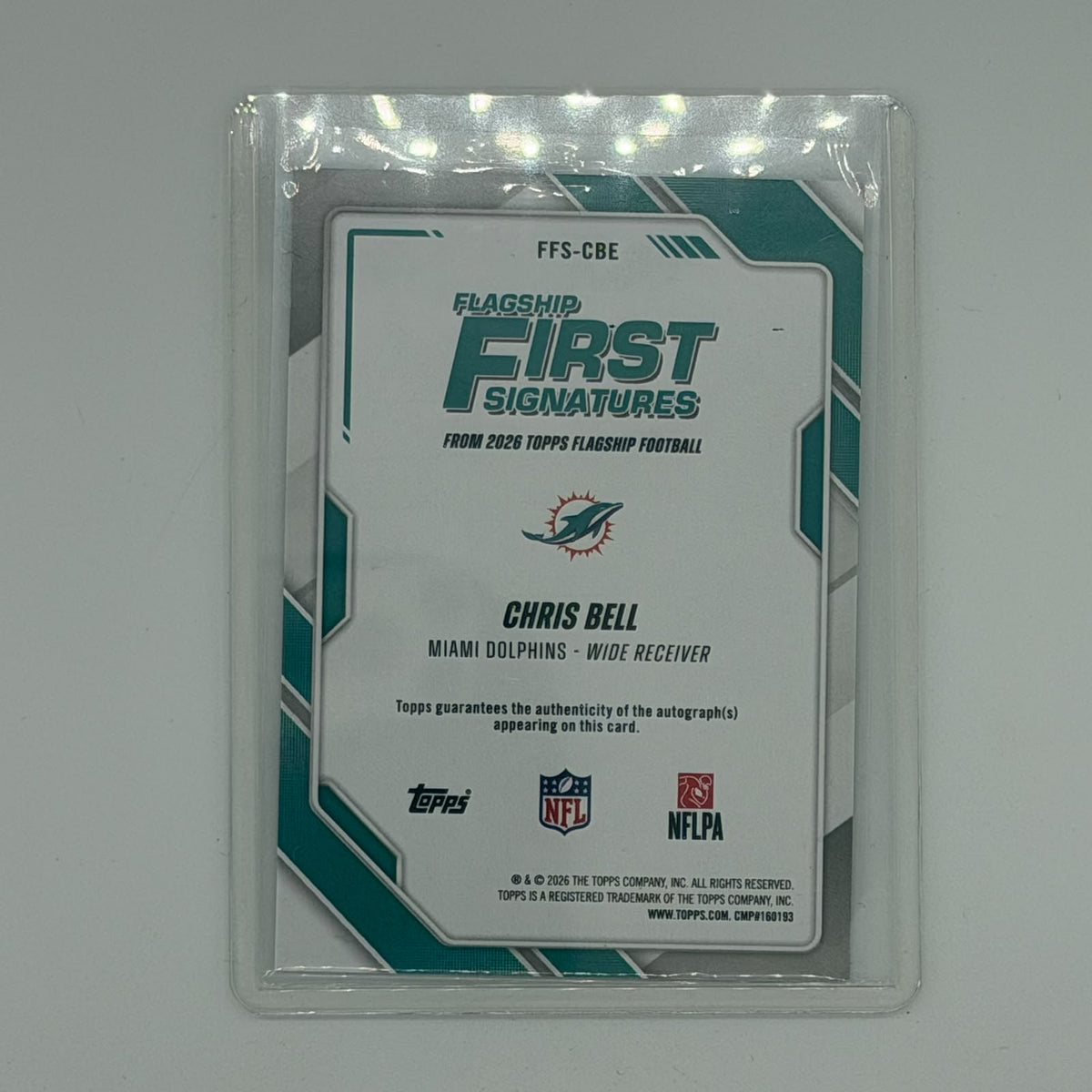 Chris Bell Miami Dolphins NFL Football Topps 2026 Flagship First Signatures Auto