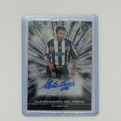Alessandro Del Piero Juventus UCL Soccer Topps 2025 Chrome Black Lazer Auto