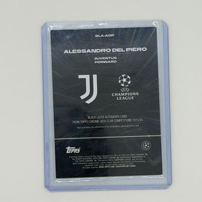 Alessandro Del Piero Juventus UCL Soccer Topps 2025 Chrome Black Lazer Auto