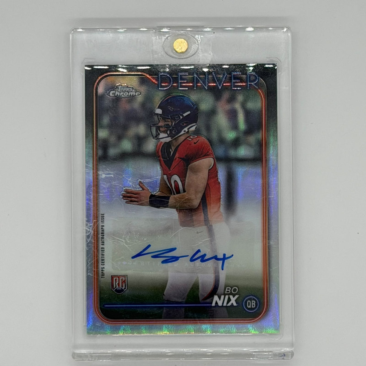 Bo Nix Denver Broncos NFL Football Topps 2024 Chrome Auto