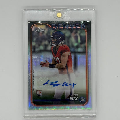 Bo Nix Denver Broncos NFL Football Topps 2024 Chrome Auto
